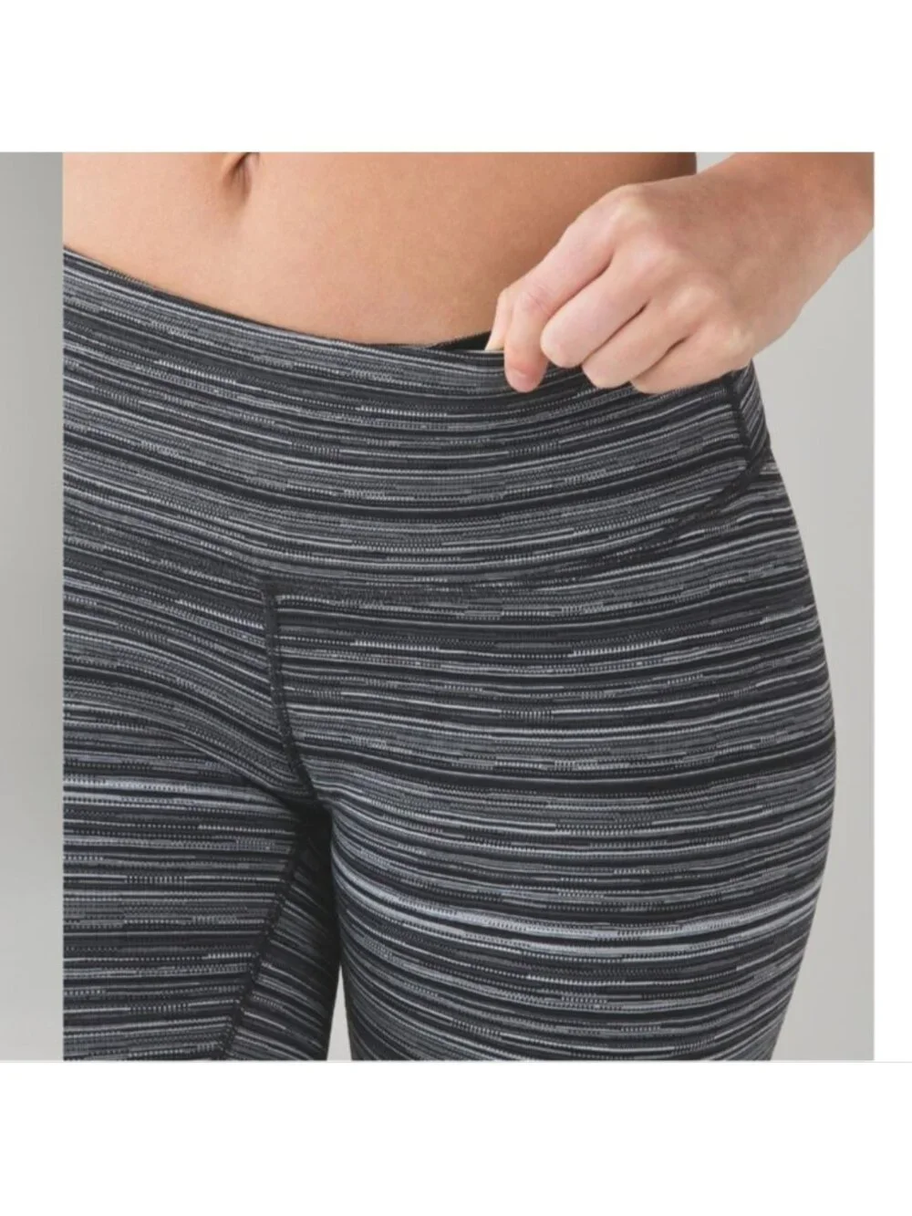 Lululemon Wunder Under Pant III Cyber Stripe Deep Coal Black